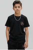 تيشيرت أولادي أسود أنيق بتصميم عصري 4034