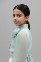 بلوزة بناتي بلون تيفاني وقصه عصرية 7187
