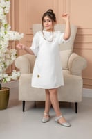 فستان بناتي سهرات ابيض مزين بورد بارز S01126