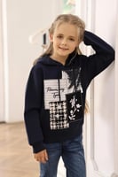 بلوفر بناتي كحلي بعدة طوابع 3032