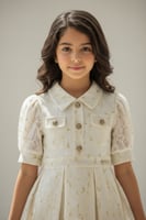 فستان بناتي أنيق بالدانتيل الأبيض 7323