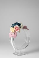 طوق شعر بناتي مزين بالورود الملونة والكريستالات T-...