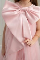 فستان بناتي سهرات بفيونكة كبيرة على الصدر S01191