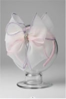 طوق زهري بفيونكة بيضاء بنات T-031