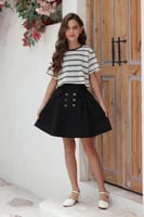 تنورة بناتي كلوش اسود قصير 7130