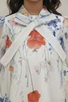 فستان بناتي ابيض مورد كم طويل 7286