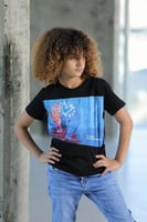 تي شيرت ولادي اسود رسمه على الصدر 2864