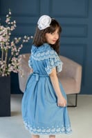 فستان اطفال ازرق اكمام قصيره 2782