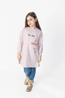 بلوفر شتوي اطفال طويل لون وردي 2488