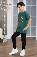 تي شيرت ولادي اخضر صورة اسد 2921