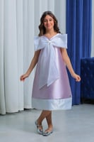 فستان بناتي بنفسجي فيونكة على الصدر S01087