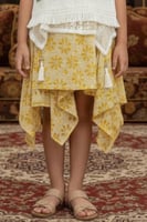 تنورة بناتي بلون اصفر خصر مطاط 7192-