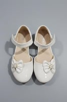 حذاء بناتي رهيب أبيض لامع S-027