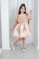 فستان بناتي بوردة بالصدر S01144