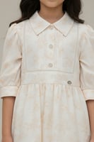 فستان بناتي ساتان مزهر بتصميم كلاسيكي فاخر 7337