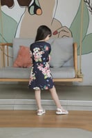 فستان بناتي اسود مشجر 2836