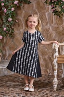 جلابية بناتي سوداء بتطريز فضي 7014