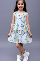 فستان بناتي ازرق ورد ذهبي 7279