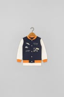 جاكيت ولادي كحلي باكتاف بيضاء 3049