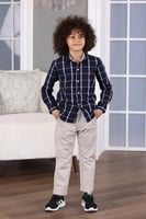 قميص اطفال اسود مربعات 2971