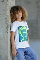 تي شيرت ولادي ابيض رسمه على الصدر 2857