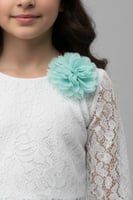 بلوزة بناتي دانتيل سكري كم طويل 7313