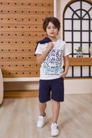 تيشيرت ولادبي ابيض مع سديري كحلي 4144