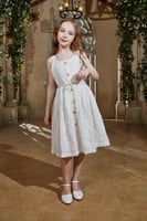 فستان بناتي بيج علاقي مزين بازرة من الامام 7256