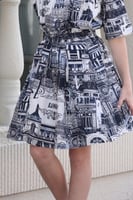 تنورة بناتي مشجرة كحلي مع ابيض 7105 - تنورة بناتي...