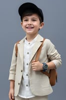 قميص أبيض مع جاكيت بيج 4162