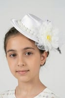 قبعة حفلات كلاسيكية للبنات ملكي مزين بالزهور واللؤ...