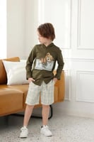 شورت ولادي أخضر كاروهات 4124