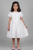 فستان سهرات بناتي أبيض بنقوش S01275