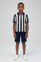 تيشيرت ولادي مقلم كحلي وسكري 4186