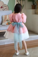 فستان سهرة وردي من تحت ابيض S01106