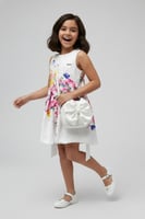 حقيبة بناتي بيضاء بفيونكة ساتان فاخرة B016