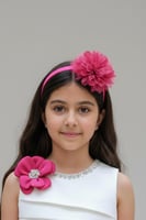 طوق شعر بناتي مع بكلة بناتي بلون احمر T-039