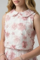 طقم سهرة بناتي مورد فاخر قطعتين باللون الأبيض والو...