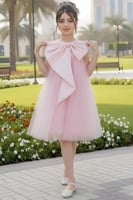 فستان بناتي سهرات بفيونكة كبيرة على الصدر S01191