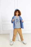 تيشيرت ولادي رصاصي مع بلوفر2654