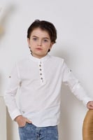 قميص ولادي ابيض اكمام طويل 4143