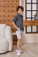 قميص مقلم رصاصي 4016