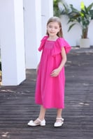 فستان بناتي فوشي قصة واسعة 7124