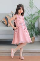 فستان بناتي وردي سهرات S01047