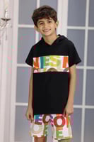 طقم ترنج ولادي اسود احرف على الصدر 2928