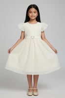 فستان بناتي سهرات ناعمة بيج S01203