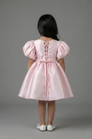 فستان سهرة بناتي وردي ملكي بأكمام منفوخة وتطريز زه...