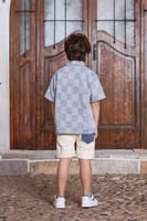 قميص ولادي ازرق مربعات 4007