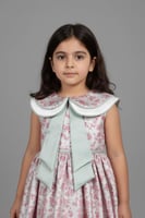 فستان سهرة بناتي فاخر بنقوش الزهور وربطة S01272