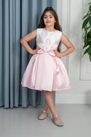 فستان سهرات بناتي بوردة على الخصر s01122